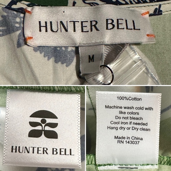 Hunter Bell Wilkes Dress Herring Green Puff Sleeve Cotton Size Medium NWT - Picture 8 of 17